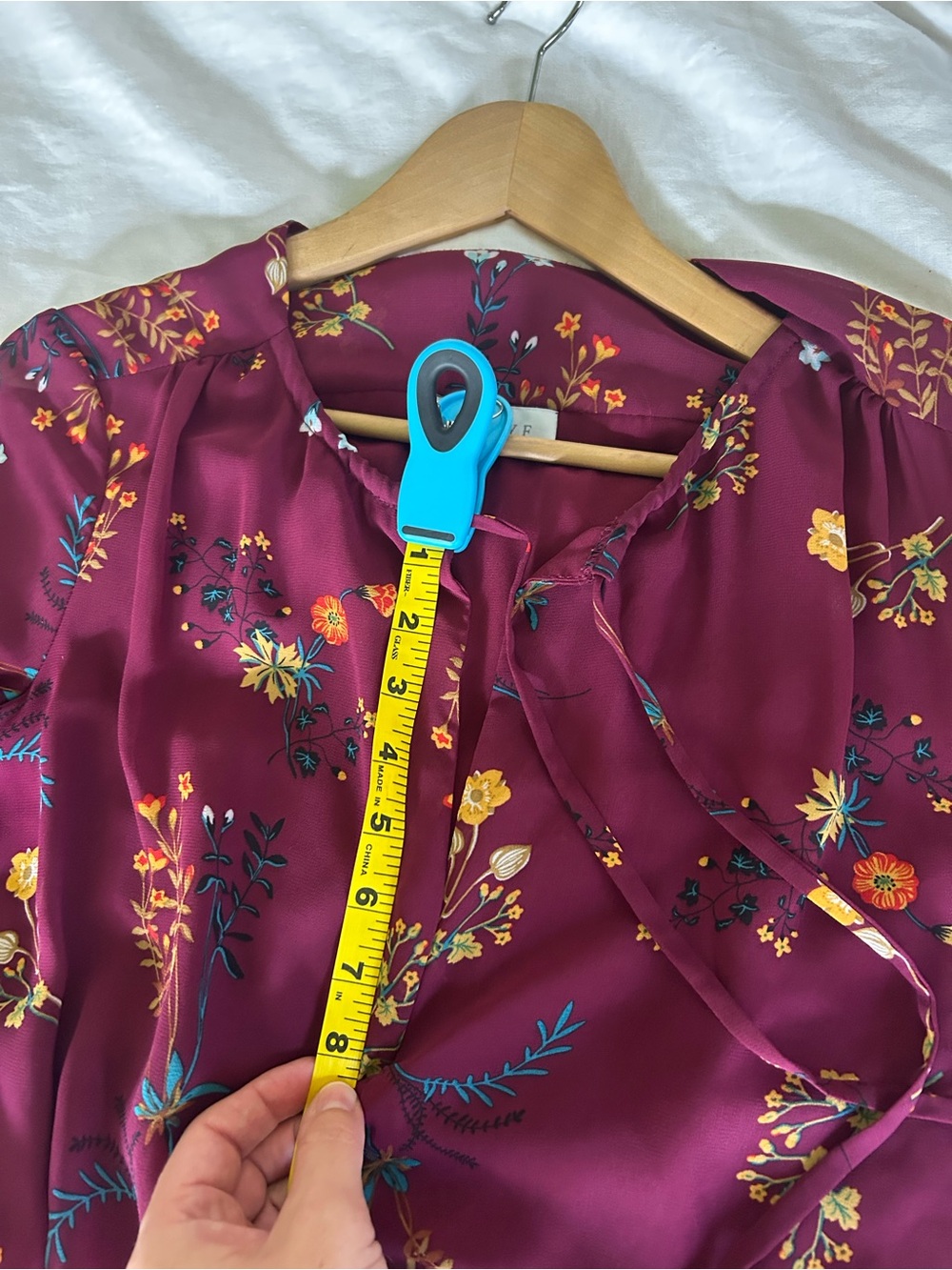 wayf burgundy floral long sleeve midi dress size small - Picture 11 of 13